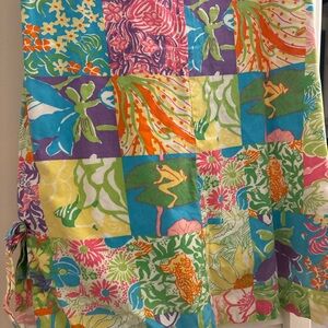 Lilly Pulitzer Patchwork A-Line Skirt ribbon sides